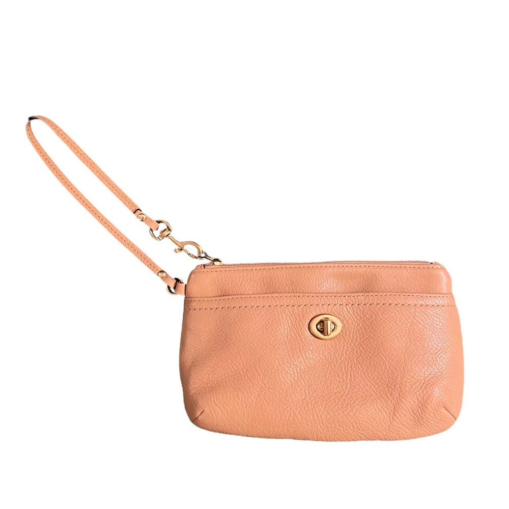 Authentic Coach Leather Park Medium Wristlet in Tan, EUC